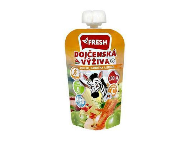 DETSKÁ VÝŽIVA JABLKO KAROTKA BANÁN BEZ CUKRU 100g FRESH KAPSIČKA BEZLEP