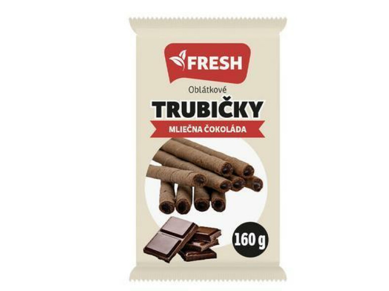 TRUBIČKY OBLÁTKOVÉ MLIEČNA ČOKOLÁDA 160g FRESH