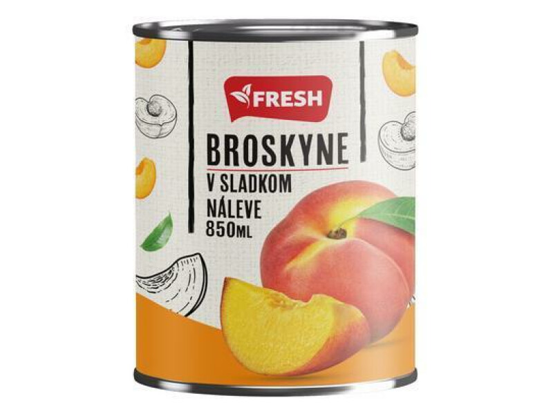 KOMPÓT BROSKYNE FRESH LÚPANÉ POLENÉ 850ml / PP 480g