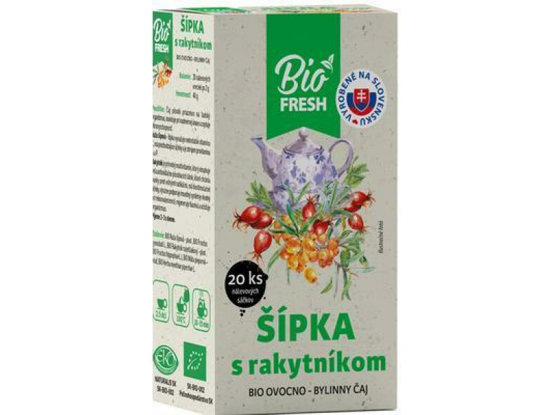 ČAJ BYLINNÝ BIO ŠÍPKA S RAKYTNÍKOM OVOCNÝ 40g FRESH AGROKARPATY