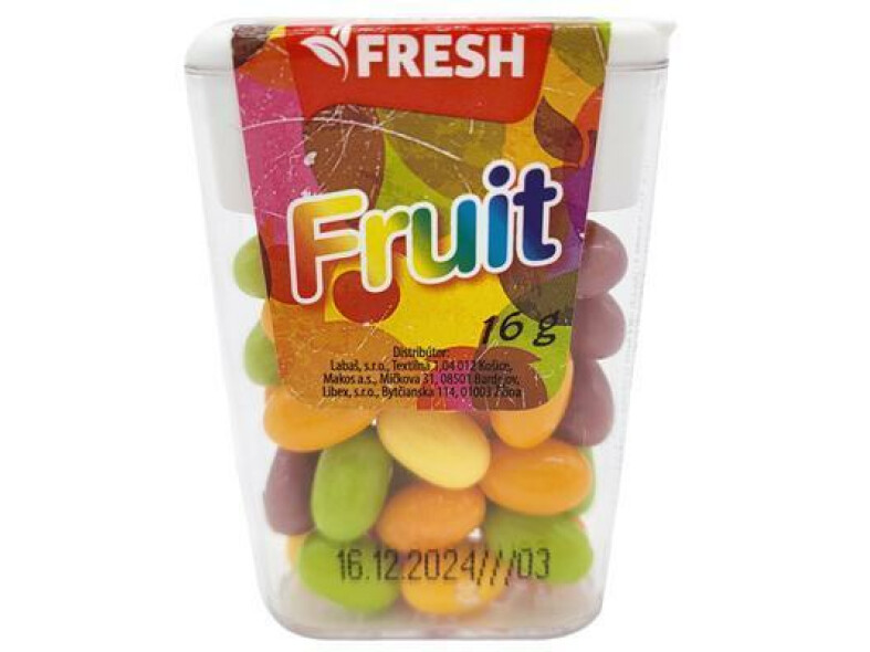 CUKRÍKY DRAŽÉ S OVOCNOU PRÍCHUŤOU FRUIT 16g FRESH