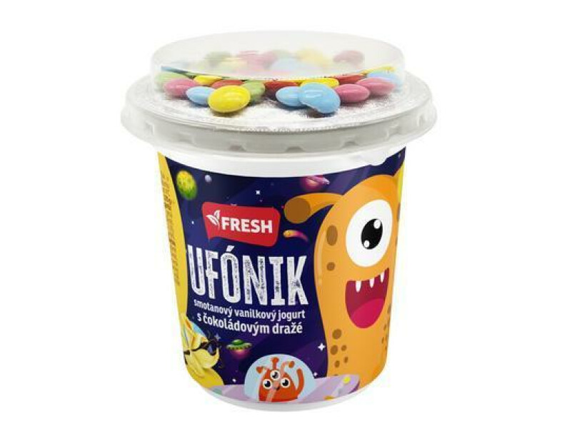 JOGURT VANILKOVÝ UFÓNIK 125g + 10g DRAŽÉ FRESH