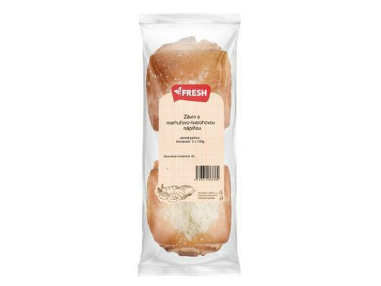 ZÁVIN S MARHUĽOVO-TVAROHOVOU NÁPLŇOU A POSÝPKOU 2x130g FRESH BALENÝ