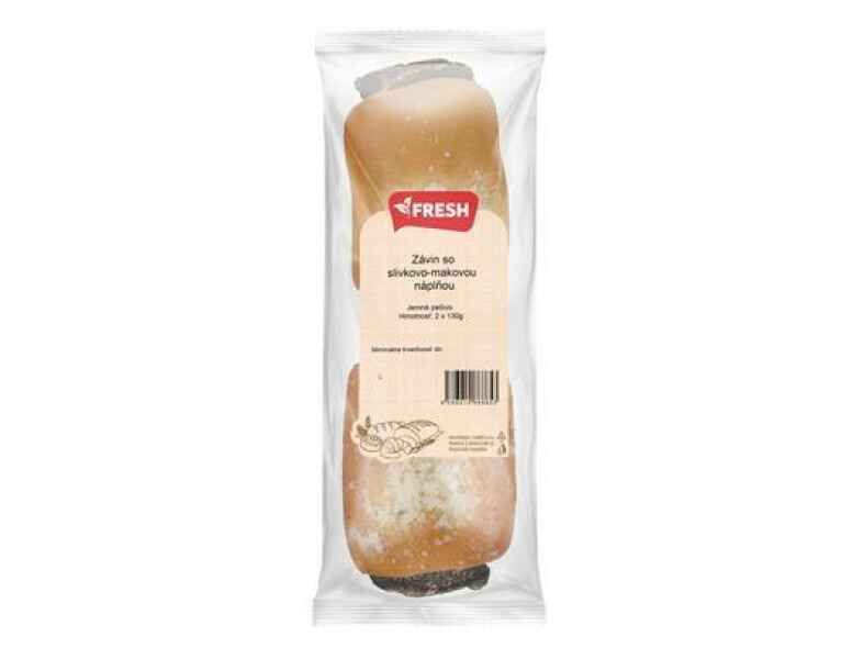 ZÁVIN SO SLIVKOVO-MAKOVOU NÁPLŇOU A POSÝPKOU 2x130g BALENÝ FRESH BALENÝ