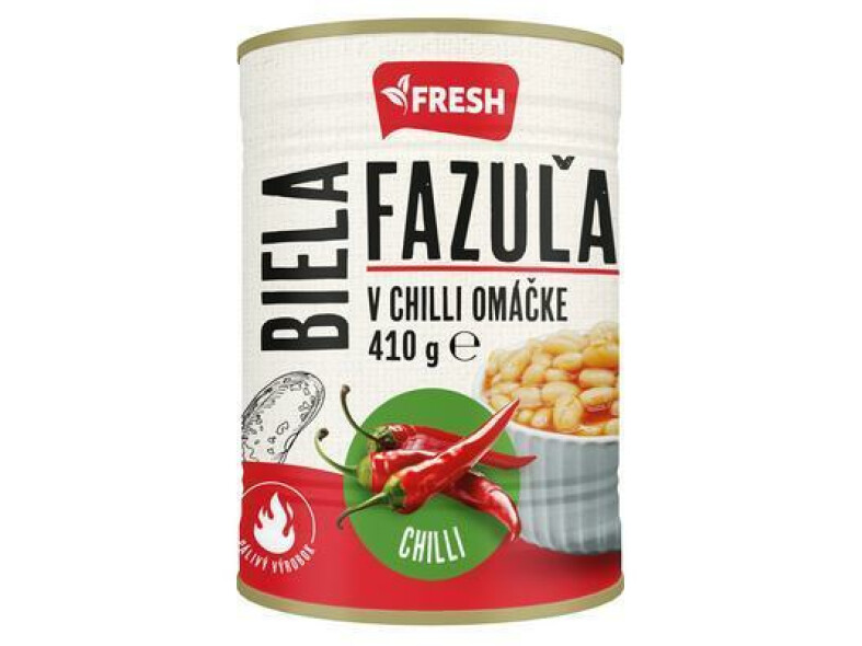 FAZUĽA BIELA V CHILLI OMÁČKE 410g / PP 240g FRESH