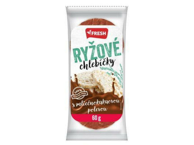 CHLEBÍK RYŽOVÝ POLOMÁČANÝ MLIEČNOKAKAOVÁ POLEVA 60g FRESH BEZLEP