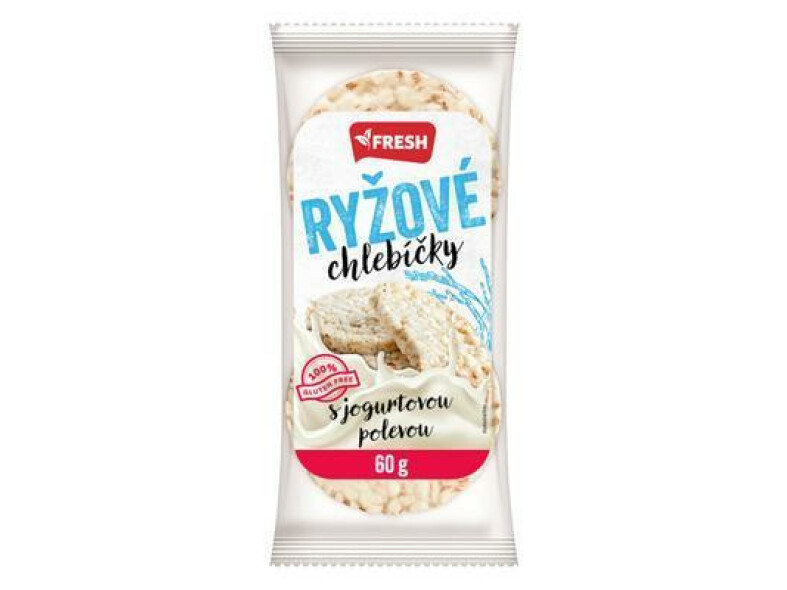 CHLEBÍK RYŽOVÝ POLOMÁČANÝ JOGURTOVÁ POLEVA 60g FRESH BEZLEP