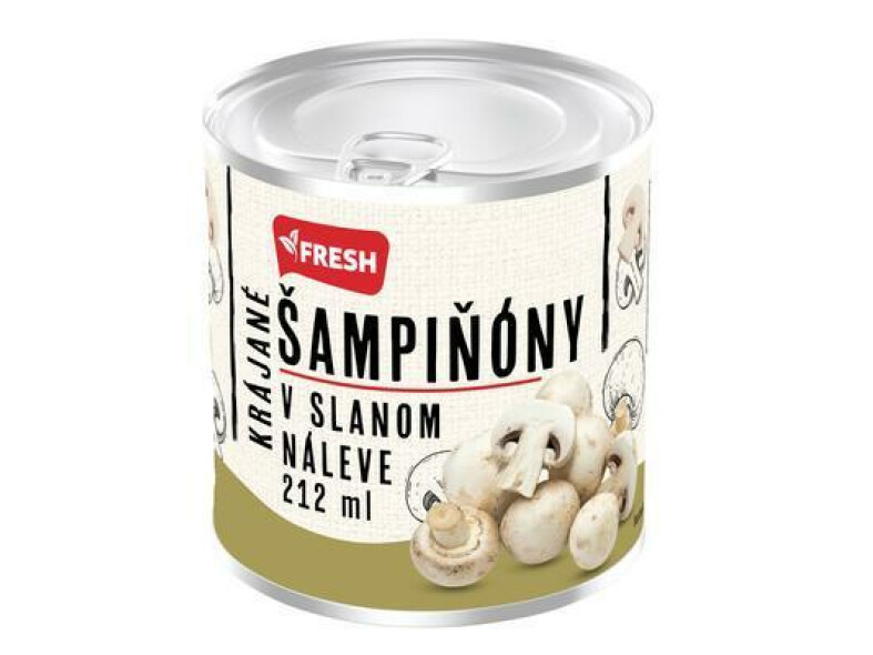 ŠAMPIŇÓNY KRÁJANÉ STERILIZOVANÉ 212ml 184g / PP 115g FRESH