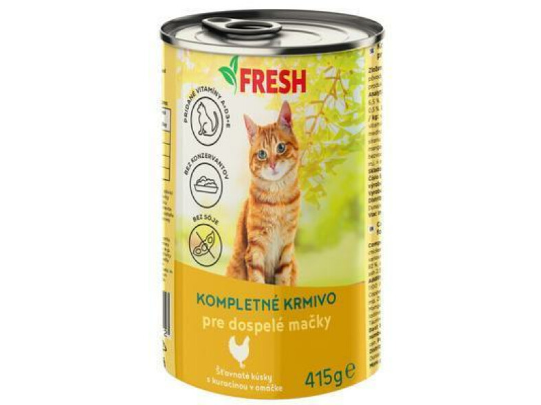 KONZERVA MAČKA KURACIE KÚSKY 415g FRESH