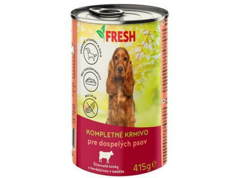 KONZERVA PES HOVÄDZIE KÚSKY 415g FRESH