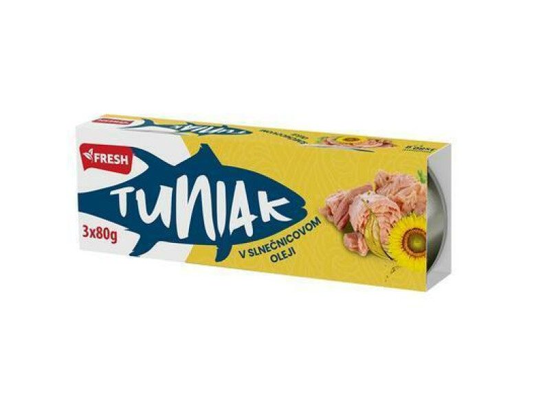 TUNIAK V SLNEČNICOVOM OLEJI FRESH 3x80g / PP 156g