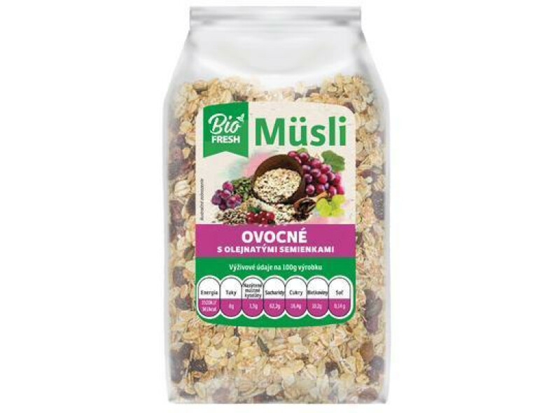 MUSLI BIO FRESH OVOCNÉ S OLEJNATÝMI SEMIENKAMI 300g