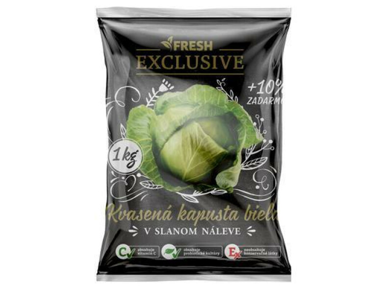 KAPUSTA KVASENÁ BIELA 1kg+10% ZDARMA / PP 770g BEZ KONZERVANTOV SÁČOK FRESH EXCLUSIVE